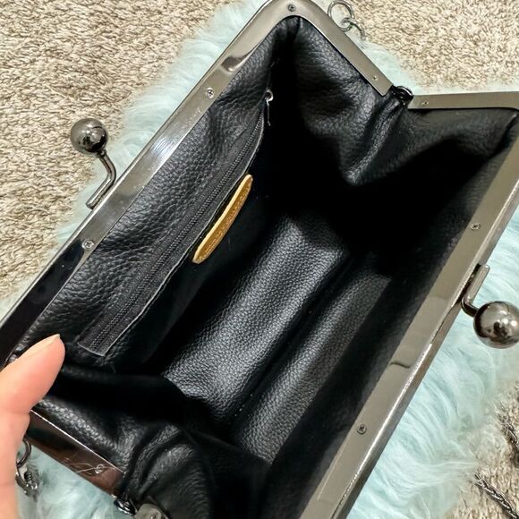 Aqua Handmade Real Mongolian Lamb Fur Kisslock Wristlet/Shoulder Bag, Crossbody - Picture 15 of 16